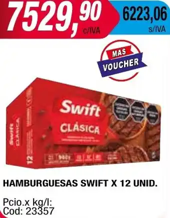 Maxiconsumo HAMBURGUESAS SWIFT X 12 UNID oferta