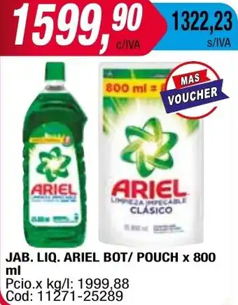 Maxiconsumo JAB. LIQ. ARIEL BOT/ POUCH x 800ml oferta