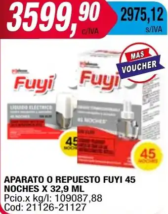 Maxiconsumo APARATO O REPUESTO FUYI 45 NOCHES X 32,9ML oferta