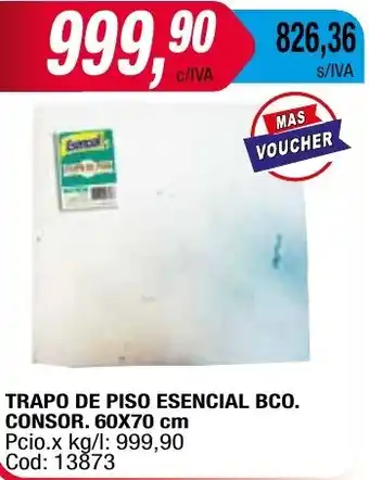 Maxiconsumo TRAPO DE PISO ESENCIAL BCO. CONSOR. 60X70cm oferta