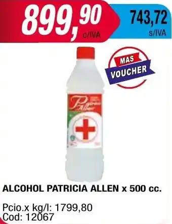 Maxiconsumo ALCOHOL PATRICIA ALLEN x 500cc oferta