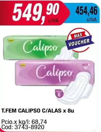 Maxiconsumo T.FEM CALIPSO C/ALAS x 8u oferta