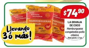 Almacor La Granja De Coco Hamburguesa congeladas pollo clásico flow pack x 2 un oferta