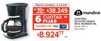 Carrefour Mandine CAFETERA DE FILTRO NEGRA MOD. MCM8616-18L oferta