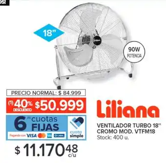 Carrefour Liliana VENTILADOR TURBO 18" CROMO MOD. VTFM18 oferta