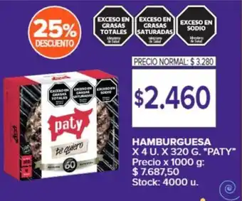 Carrefour HAMBURGUESA X 4 U. X 320G oferta