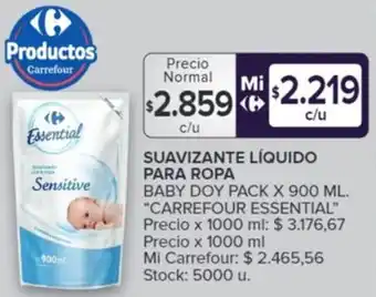 Carrefour SUAVIZANTE LÍQUIDO PARA ROPA BABY DOY PACK X 900ML oferta
