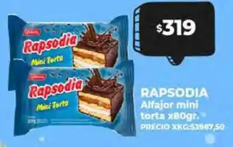 Supermayorista Vital RAPSODIA Alfajor mini torta x 80gr oferta
