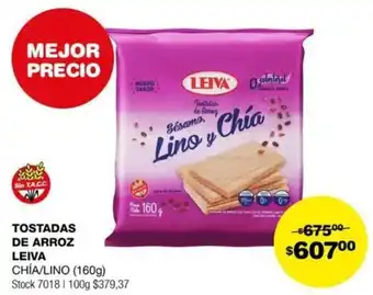 TOSTADAS DE ARROZ LEIVA CHÍA/LINO 160g