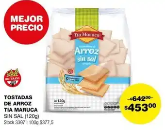 Atomo Conviene TOSTADAS DE ARROZ TIA MARUCA SIN SAL 120g oferta