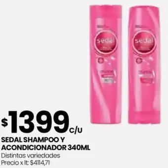 Punto Mayorista SEDAL SHAMPOO Y ACONDICIONADOR 340ML oferta