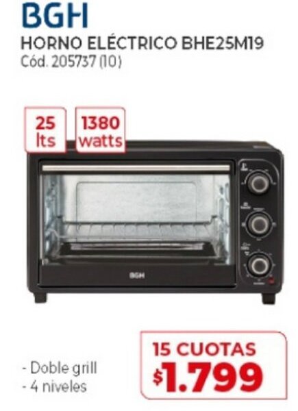 BGH Horno Eléctrico BHE25M19 oferta en Naldo Lombardi