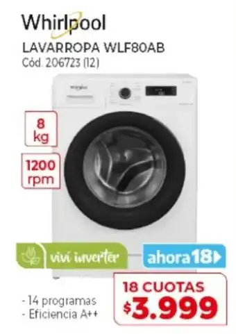 Naldo Lombardi Whirlpool Lavarropa WLF80AB oferta