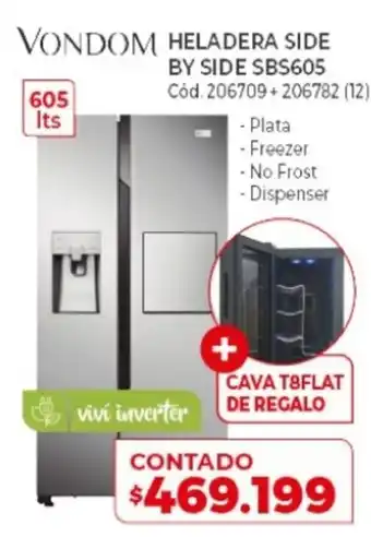 Naldo Lombardi Vondom Heladera Side By Side SBS605 oferta
