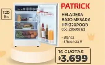 Naldo Lombardi Patrick Heladera Bajo Mesada HPK120P00B oferta