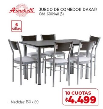 Naldo Lombardi Aimaretti Juego De Comedor Dakar oferta