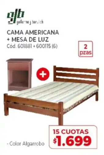 Naldo Lombardi Cama Americana+ Mesa De Luz oferta