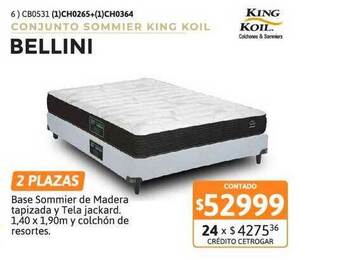 Cetrogar Conjunto Sommier King Koil Bellini oferta