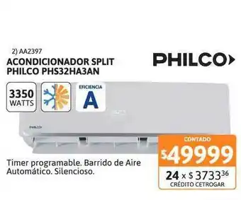 Cetrogar Acondicionador Spilt Philco Phs32ha3an oferta