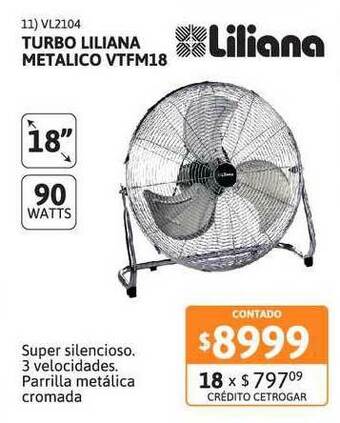 Cetrogar Turbo Liliana Metalico Vtfm18 oferta