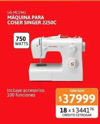 Cetrogar Maquina Para Coser Singer 2250c oferta