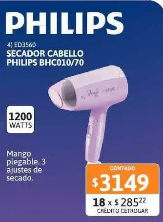 Cetrogar Secador Cabello Philips Bhc010 70 oferta