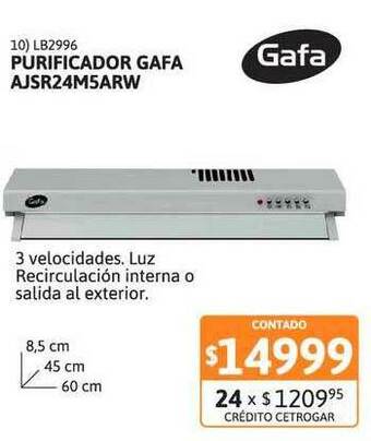 Cetrogar Purificador Gafa Ajsr24m5arw oferta