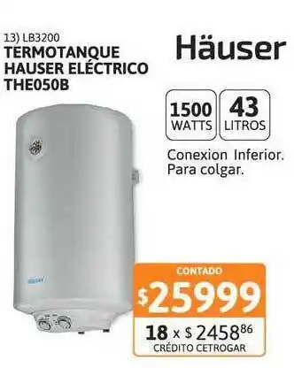 Cetrogar Termotanque Hauser Electrico The050b oferta