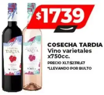 Supermayorista Vital COSECHA TARDIA Vino varietales x 750cc oferta