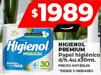 Supermayorista Vital HIGIENOL PREMIUM Papel higiénico d/h 4u x 30mt oferta