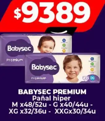Supermayorista Vital BABYSEC PREMIUM Pañal hiper M x 48/52u/ G x 40/44u oferta