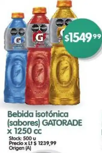 Supermercados Buenos Días Bebida isotónica GATORADE x 1250cc oferta