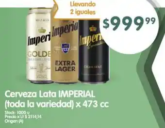 Supermercados Buenos Días Cerveza Lata IMPERIAL x 473cc oferta