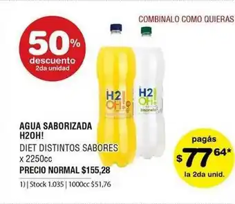 Atomo Conviene Agua Saborizada H20h Diet Distintos Sabores x 2250cc oferta