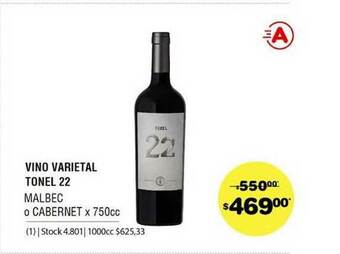 Atomo Conviene Vino Varietal Tonel 22 x 750cc oferta