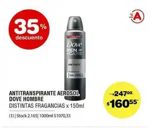 Atomo Conviene Antitranspirante Aerosol Dove Hombre x 150ml oferta