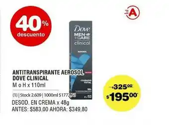 Atomo Conviene Antitranspirante Aerosol Dove Clinical x 110ml oferta