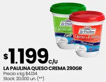 Changomas LA PAULINA QUESO CREMA 290GR oferta