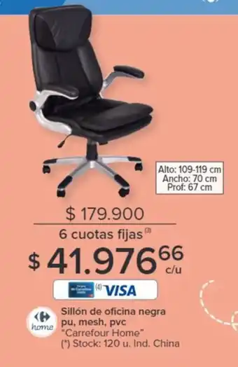 Carrefour Sillón de oficina negra pu, mesh, pvc oferta