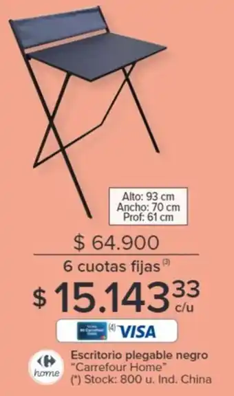 Carrefour Escritorio plegable negro oferta