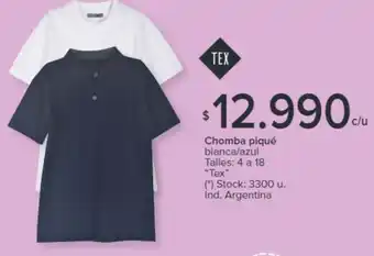 Carrefour Chomba piqué blanca/azul Talles: 4 a 18 oferta