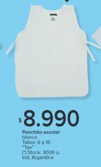 Carrefour Ponchito escolar blanco Talles: 6 a 16 oferta