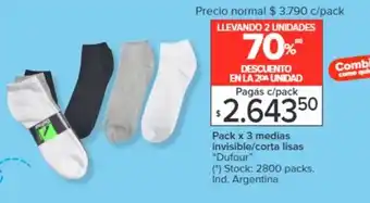 Carrefour Pack x 3 medias invisible/corta lisas oferta