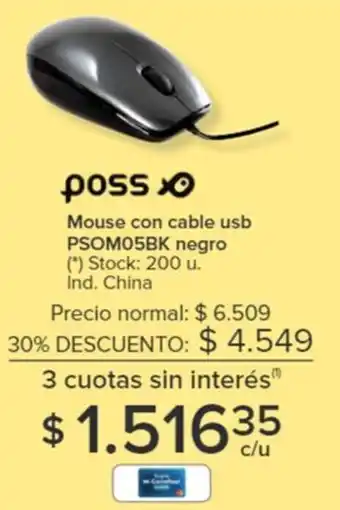 Carrefour poss Mouse con cable usb PSOM05BK negro oferta