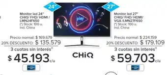 Carrefour Monitor led 24" CHIQ/FHD/ HDMI / LMN24F650 oferta