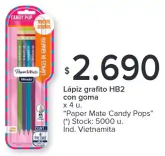 Carrefour Lápiz grafito HB2 con goma x 4u oferta