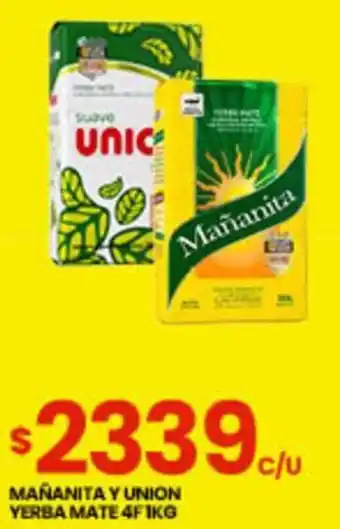 Punto Mayorista MAÑANITA Y UNION YERBA MATE 4F 1KG oferta