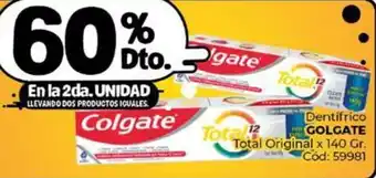 Diarco Dentífrico GOLGATE Total Original x 140gr oferta