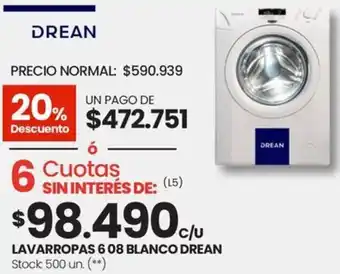 Changomas DREAN LAVARROPAS 6 08 BLANCO oferta