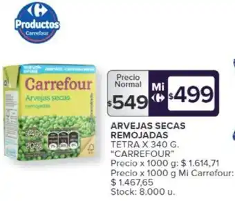 Carrefour ARVEJAS SECAS REMOJADAS TETRA X 340G oferta